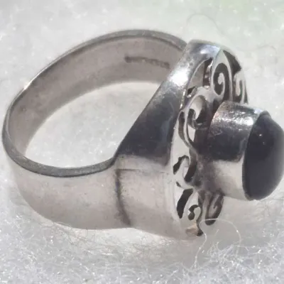 Sale Photo Thumbnail #374: Sterling Spinel Openwork Ring ]Sz 8 ]  7.2g
toned and restored to luster