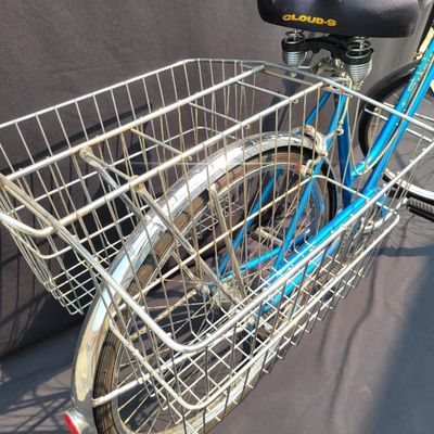 Sale Photo Thumbnail #80: Blue Schwinn Breeze women's 3-speed with full fenders, chainguard, oversized rear/side wire baskets, speedometer, bell, front reflector panel and rear reflector. The black saddle is a later replacement. Complete utility-style bicycle with plenty of vintag