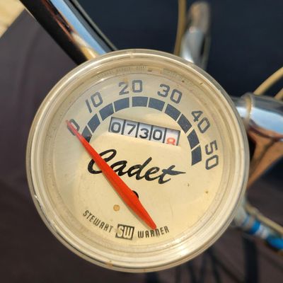Sale Photo Thumbnail #74: Blue Schwinn Breeze women's 3-speed with full fenders, chainguard, oversized rear/side wire baskets, speedometer, bell, front reflector panel and rear reflector. The black saddle is a later replacement. Complete utility-style bicycle with plenty of vintag