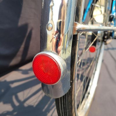 Sale Photo Thumbnail #79: Blue Schwinn Breeze women's 3-speed with full fenders, chainguard, oversized rear/side wire baskets, speedometer, bell, front reflector panel and rear reflector. The black saddle is a later replacement. Complete utility-style bicycle with plenty of vintag