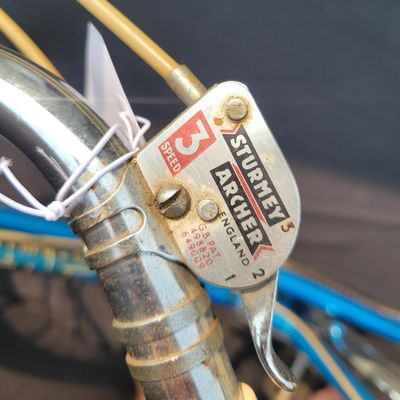 Sale Photo Thumbnail #73: Blue Schwinn Breeze women's 3-speed with full fenders, chainguard, oversized rear/side wire baskets, speedometer, bell, front reflector panel and rear reflector. The black saddle is a later replacement. Complete utility-style bicycle with plenty of vintag