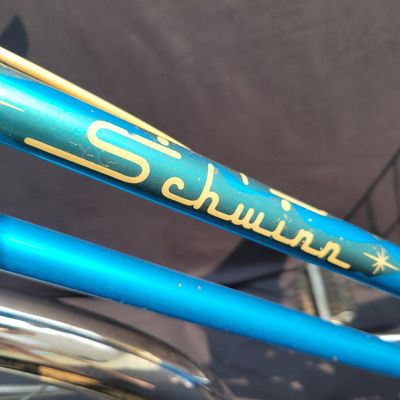 Sale Photo Thumbnail #82: Blue Schwinn Breeze women's 3-speed with full fenders, chainguard, oversized rear/side wire baskets, speedometer, bell, front reflector panel and rear reflector. The black saddle is a later replacement. Complete utility-style bicycle with plenty of vintag