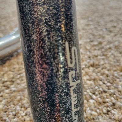 Sale Photo Thumbnail #356: Lot of two chrome cruiser/high-rise bicycle handlebar sets with assorted black grips, both sets are stamped SCHWINN. One set is Stamped SCHWINN RAMSHORN. Used condition with scratches, grip wear and light chrome patina. Good parts lot for cruiser, muscle-