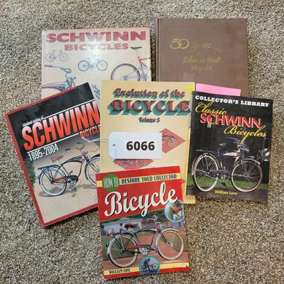 Sale Photo Thumbnail #363: Collection of six vintage bicycle books and restoration references, including Schwinn Bicycles, 50 Years of Schwinn-Built Bicycles, Classic Schwinn Bicycles, Evolution of the Bicycle and How to Restore Your Collectible Bicycle. Excellent reference group f