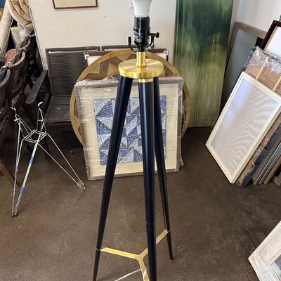 Sale Photo Thumbnail #77: Nautical Style Tripod Floor Lamp with Brass Accents