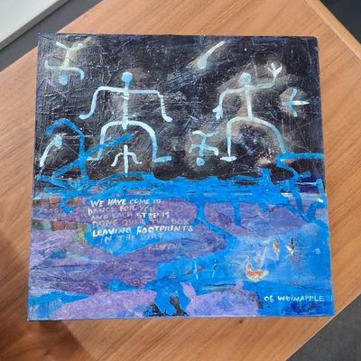 Sale Photo Thumbnail #197: Devora Weinapple, Puako Hawaiian Petroglyph Mixed Media on Clayboard