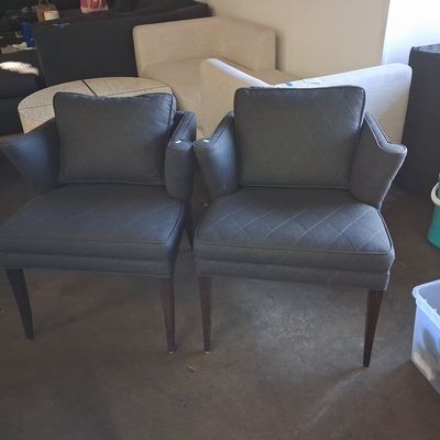 Sale Photo Thumbnail #254: Mid-Century Modern Style Quilted Accent Chairs (Set of 2)