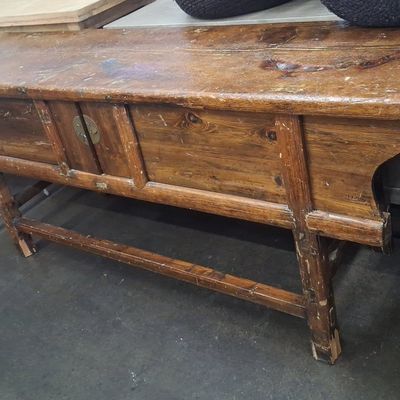 Sale Photo Thumbnail #357: Antique Chinese Elm Altar Console Table with Drawers 6'8"x1'8"