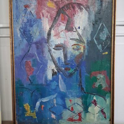 Sale Photo Thumbnail #392: J. Deim, Abstract Expressionist Portrait, 1956