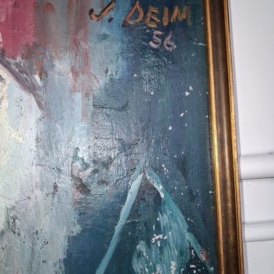 Sale Photo Thumbnail #393: J. Deim, Abstract Expressionist Portrait, 1956