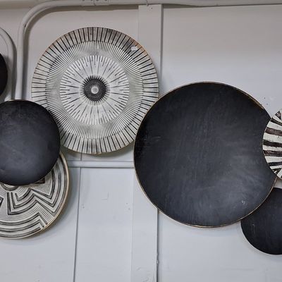Sale Photo Thumbnail #405: Set of 6 Black and White Texture Circles Metal Wall Sculpture