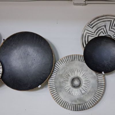Sale Photo Thumbnail #406: Set of 6 Black and White Textured Metal Wall Art