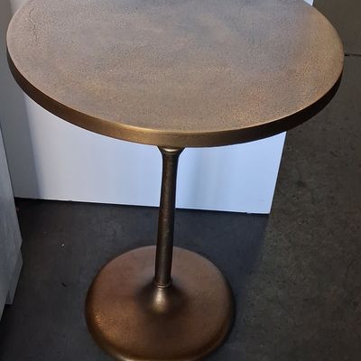 Sale Photo Thumbnail #432: Contemporary Pedestal Accent Table with Textured Bronze Finish
