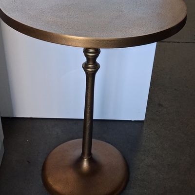 Sale Photo Thumbnail #433: Contemporary Pedestal Accent Table with Textured Bronze Finish