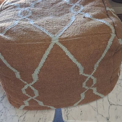 Sale Photo Thumbnail #439: Moroccan-Style Jute Pouf with Geometric Pattern
