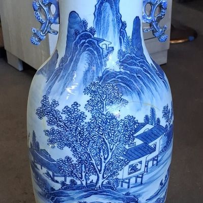 Sale Photo Thumbnail #447: Chinese Blue and White Porcelain Floor Vase 23" high