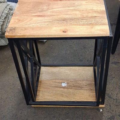 Sale Photo Thumbnail #455: Industrial X-Frame Side Table with Shelf
