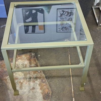 Sale Photo Thumbnail #457: Modernist Metal and Glass End Table