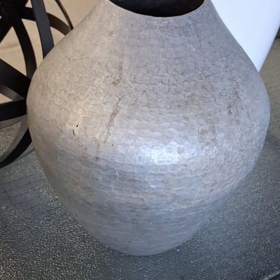 Sale Photo Thumbnail #459: Hammered Aluminum Vase with Four Feet