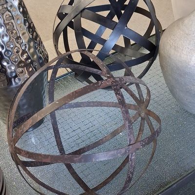 Sale Photo Thumbnail #471: Set of Two Decorative Metal Orbs