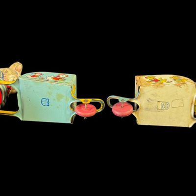 Antique Chein & Co. USA Tin-Lithograph Easter Wheelbarrow Toys