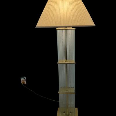 Gaetono Sciolari for MCM Lightolier Brass and Glass Rod Floor Lamp