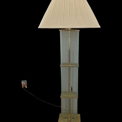 Gaetono Sciolari for MCM Lightolier Brass and Glass Rod Floor Lamp