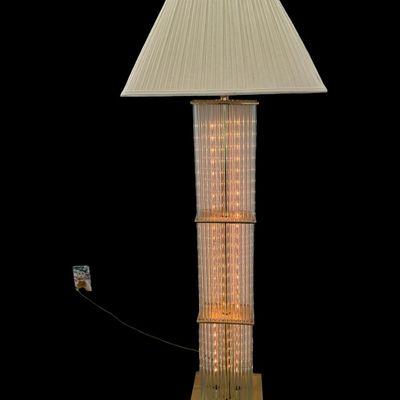 Gaetono Sciolari for MCM Lightolier Brass and Glass Rod Floor Lamp