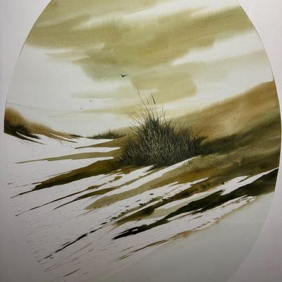 MCM Fran Larsen Coastal Landscape Watercolor
