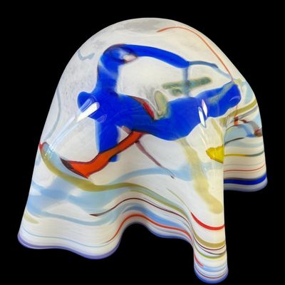 Vintage Large Handblown Mark Wagar Art Glass Handkerchief Bowl
