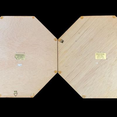 1998 Miguel Laguna Octagonal Taracea Wall Plaques