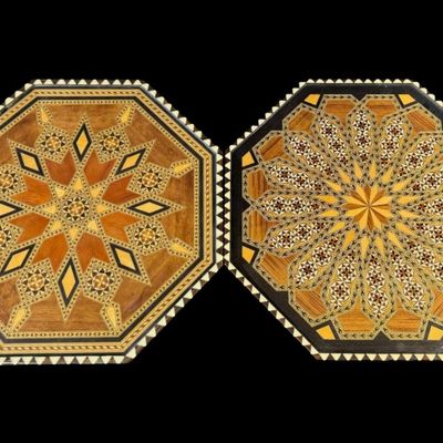 1998 Miguel Laguna Octagonal Taracea Wall Plaques