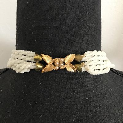 Vintage white zcech Multi layered necklace