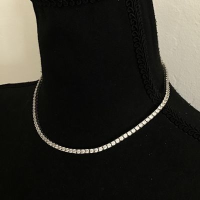 Diamond tennis necklace 14 karat white gold plated with CZ stones GLd marked