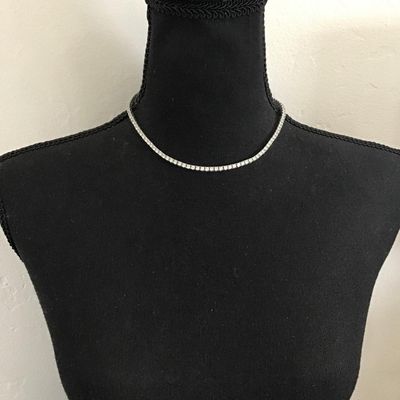 Diamond tennis necklace 14 karat white gold plated with CZ stones GLd marked