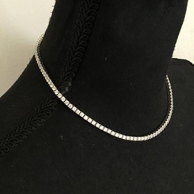 Diamond tennis necklace 14 karat white gold plated with CZ stones GLd marked