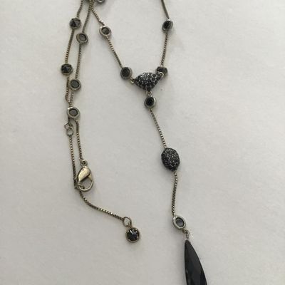 Beautiful Ellen Tracy, vintage jet, black, crystal rhinestone Y necklace
