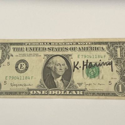 Vintage Keith Haring Signed Autograph Dollar