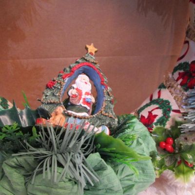 Sale Photo Thumbnail #42: 3 Furies ornaments, 1 wreath, 1 envelope/wrapping paper cutter, truck pick, 3 bead clips wreath hanger, 2  egg nativity ornaments, set of 12 miniature ornaments, Santa hat size Medium, 2 doves with a poem in a burlap bag, 1 snowflake,  see pictures