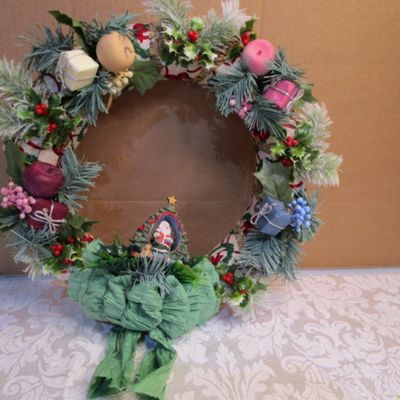 Sale Photo Thumbnail #41: 3 Furies ornaments, 1 wreath, 1 envelope/wrapping paper cutter, truck pick, 3 bead clips wreath hanger, 2  egg nativity ornaments, set of 12 miniature ornaments, Santa hat size Medium, 2 doves with a poem in a burlap bag, 1 snowflake,  see pictures