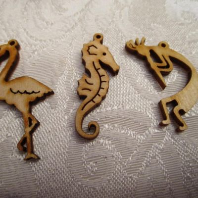 Sale Photo Thumbnail #118: The wood figures are laser-cut charms for decorating with seed beads, See pictures