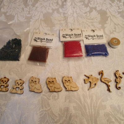 Sale Photo Thumbnail #117: The wood figures are laser-cut charms for decorating with seed beads, See pictures