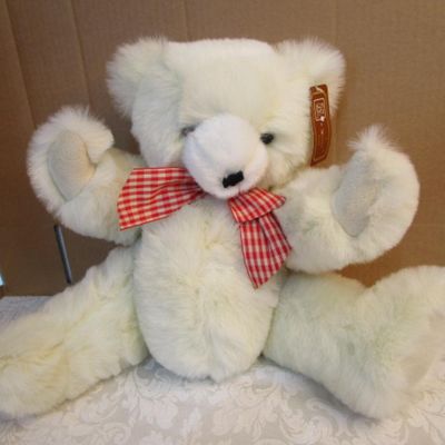 Sale Photo Thumbnail #565: One is a Coca-Cola Bear, tiny bear is a jointed Russ bear, small white bear is a Russ Bear, new with tags 18" white bear is a jointed Fiesta bear, see pictures