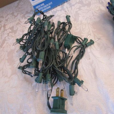 Sale Photo Thumbnail #623: Star wreath frame is 15" across, one new string of multi-color mini lights has 50 bulbs, one new string of clear mini lights has 50 bulbs, new in box 300 multicolor mini lights, 1 new in box string 35 blue mini lights, see pictures