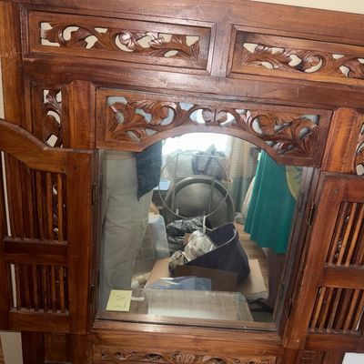 Antique Ornament Oak Mirror