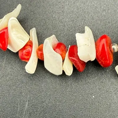 Sale Photo Thumbnail #118: Vintage Coral And Sterling Necklace ~ 18" Excellent condition, no damage or issues, loss of stones