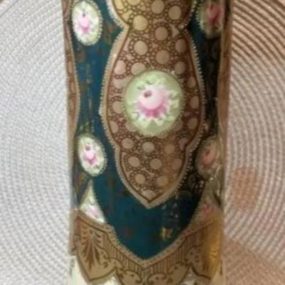 Sale Photo Thumbnail #167: Antique Victorian Era Decorated Tankard/Pitcher Unmarked Base 13.5" Tall in Good Preowned Condition. $15 DOMESTIC INHOUSE SHIPPING.