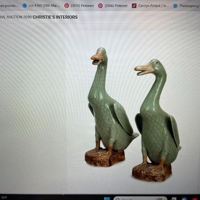 Sale Photo Thumbnail #224: Very Rare Pair of Asian Celadon-Glazed Duck Figurines 12" Tall in Very Good Preowned Condition. (Pickup Only in Berlin, NJ 08009)