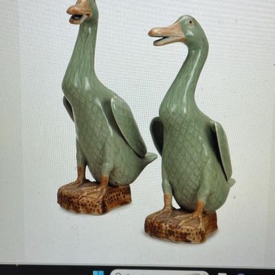 Sale Photo Thumbnail #226: Very Rare Pair of Asian Celadon-Glazed Duck Figurines 12" Tall in Very Good Preowned Condition. (Pickup Only in Berlin, NJ 08009)
