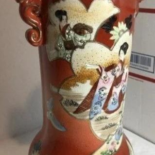 Sale Photo Thumbnail #255: Scarce Early Japanese Kutani 11.5" Tall Vase Preowned from an Estate as Pictured. $15 Domestic Shipping.